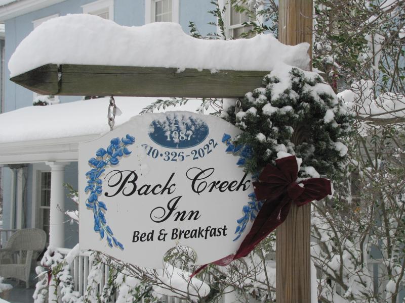 B&B Lodging;Back Creek Inn Sign in Snow  Photo by Margie Coe