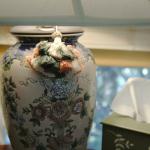 Appreciate the small touches of decorations such as this porcelain jar.